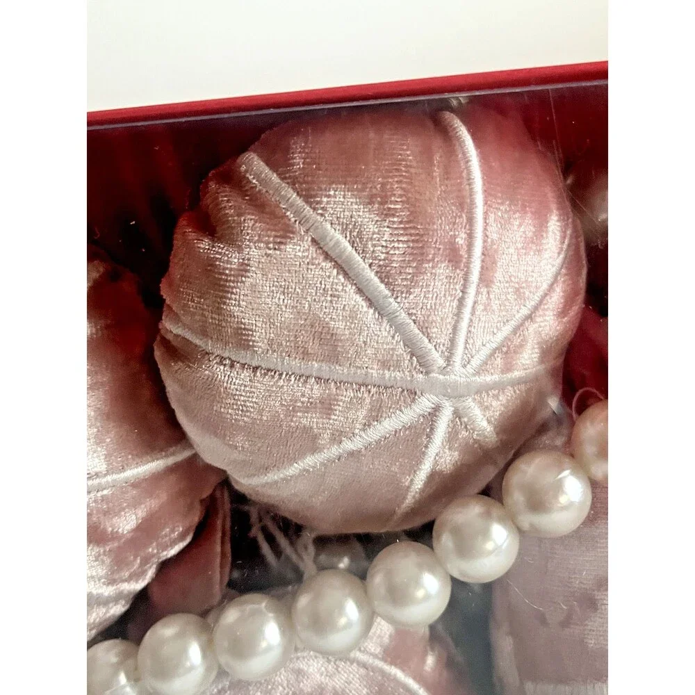 Martha Stewart Christmas Candy Shop Garland 6 FT Pink Pearl Cloth Stuffed Velvet